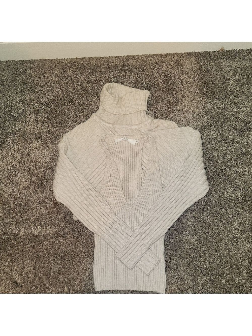 Astr Cream Two Piece Chunky Knit Cami Sweater W Turtlneck Sweater Top